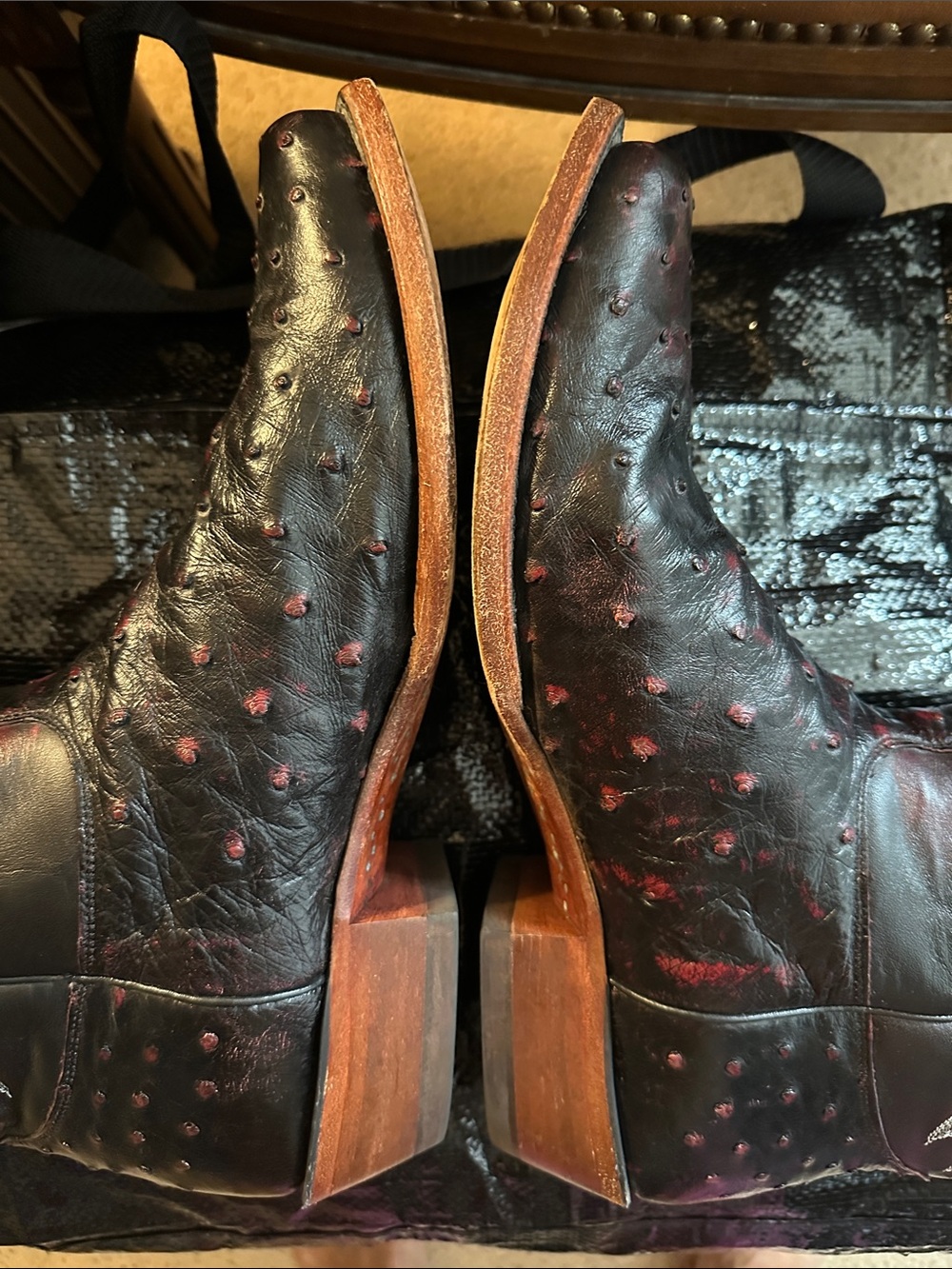 Nocona Black and Burgundy mens Cowboy Boots - Picture 10 of 10